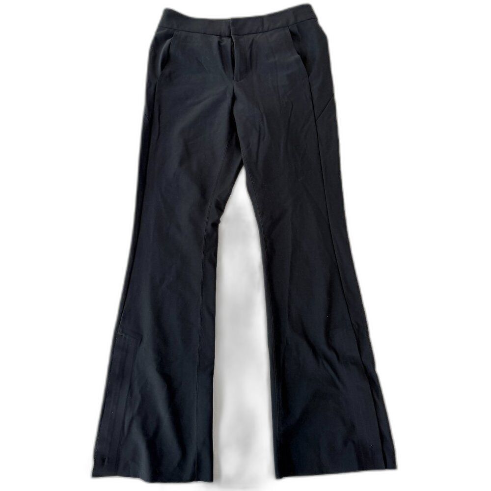 Athleta Stellar Flare Trouser Pant Black Size 10 High Rise Nylon Lycra #486208